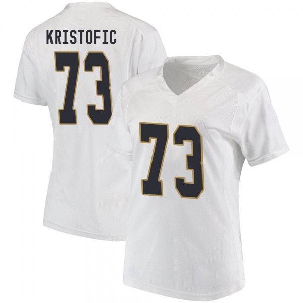 Andrew Kristofic Notre Dame Fighting Irish NCAA Women's #73 White Replica College Stitched Football Jersey TST6655XR